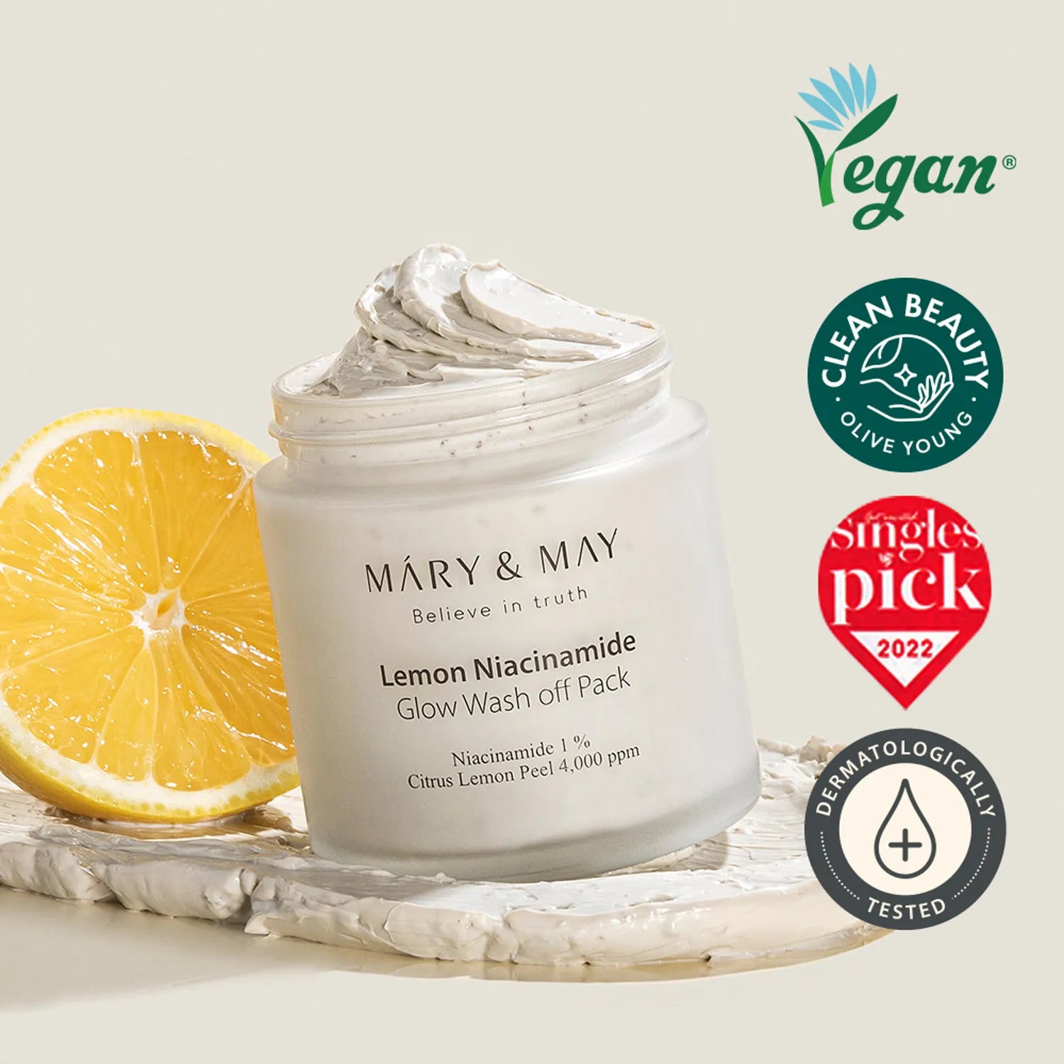 MARY&MAY Lemon Niacinamide Glow Wash Off Pack 125g